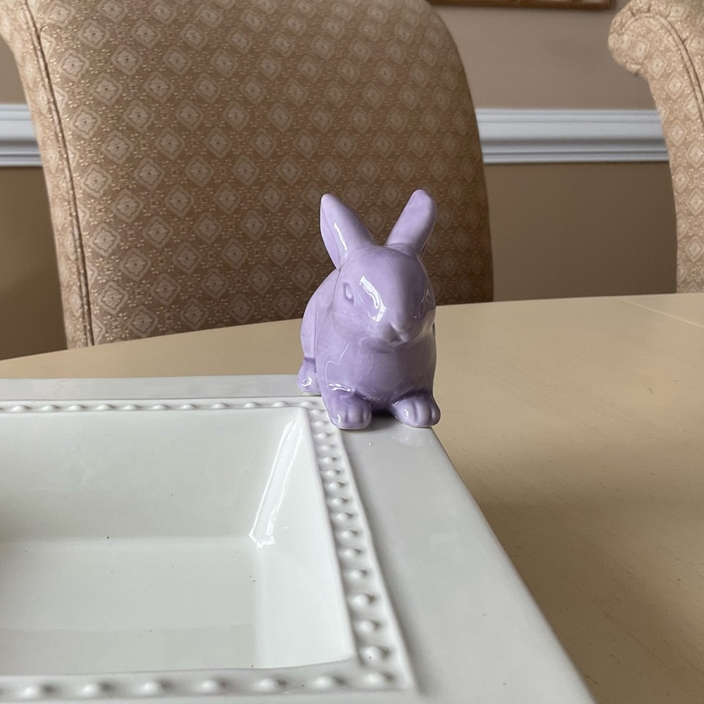 Purple Ceramic Springtime Easter Bunny Rabbit Platter Decoration 🍇 - Picture 2 of 6